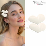 French Amie Cupid Hearts Small Celluloid Metal Free Snap Hair Clips - 2 Pcs