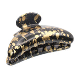 Parcelona French Couture Medium Black N Golden Celluloid Jaw Hair Claw for Women