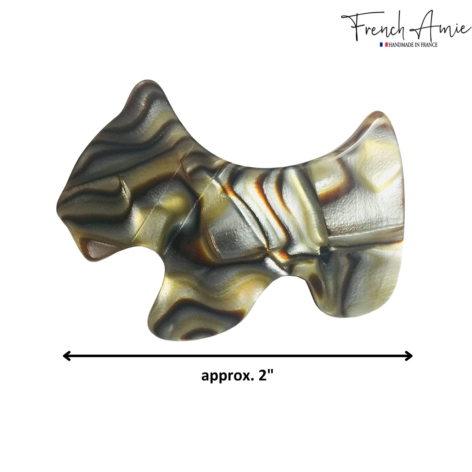 French Amie Scottish Dog Puppy 2" Small Cellulose Handmade Hair Barrette