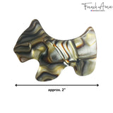 French Amie Scottish Dog Puppy 2" Small Celluloid Handmade Hair Barrette
