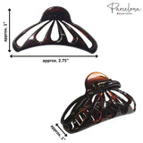 Parcelona French Rain Drop Large 2 Pcs Shell & Black Celluloid Jaw Hair Claw
