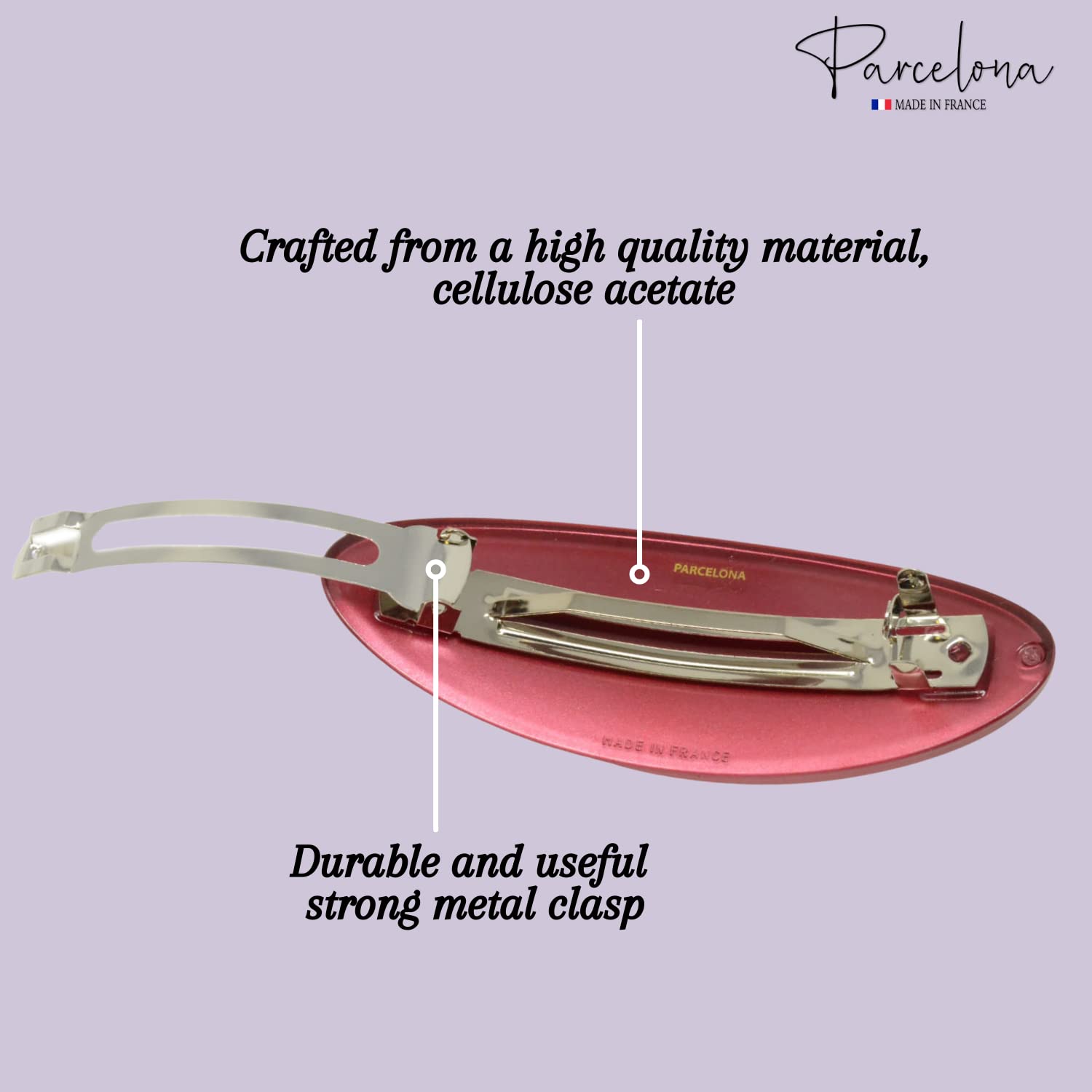 Parcelona French Oval Large 4" Cellulose Automatic Hair Barrette for Women