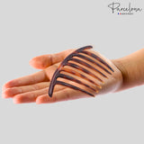 Parcelona French Twist 7 Teeth Large Celluloid Side Hair Combs for Women(2 Pcs)