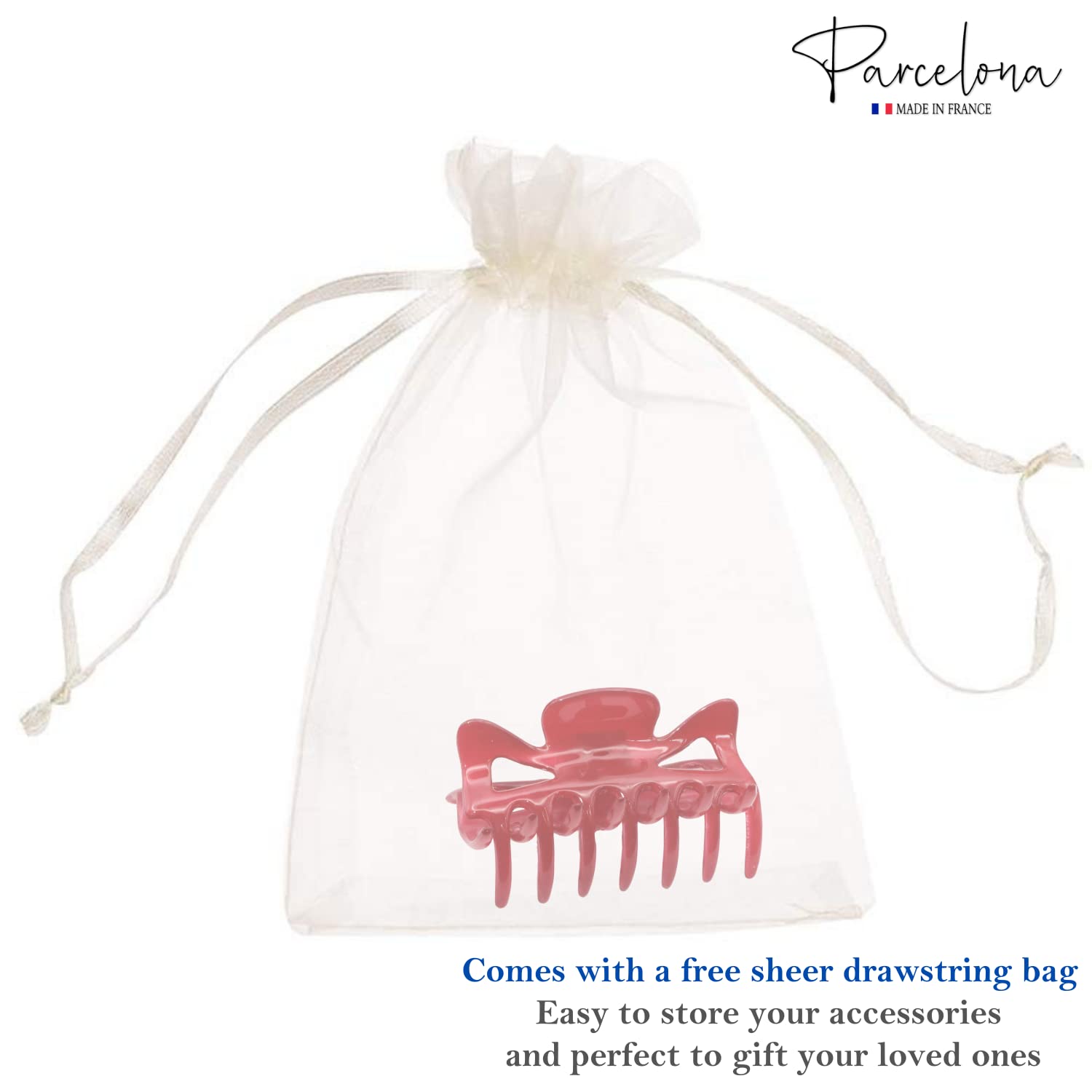 Parcelona French Classic 3" Medium Cellulose Covered Spring Hair Claw Clip