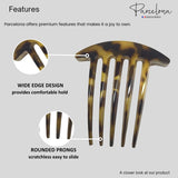 Parcelona French Medium Interlocking Light Tortoise Shell Side Hair Comb 2 pcs