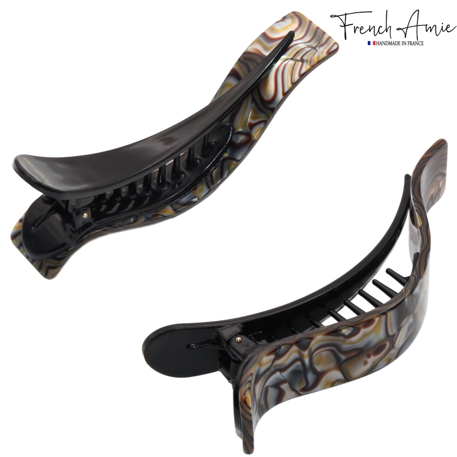 French Amie Duckbill Style Curved Rectangle Hair Claw – Women Girls Hair Clip