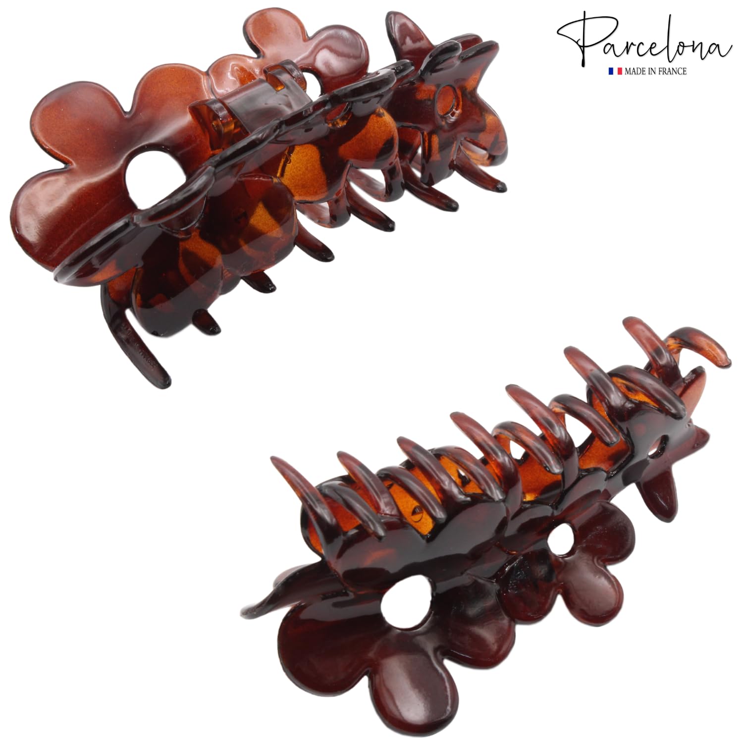 Parcelona French Flower Medium Tortoise Shell Jaw Hair Claw Clamp