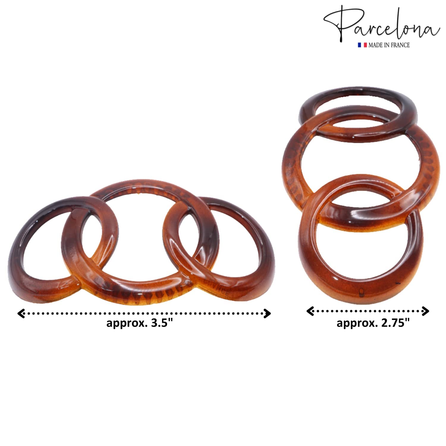 Parcelona French Triple Ringed Cellulose Barrettes with Stick for Women(2 Pcs)