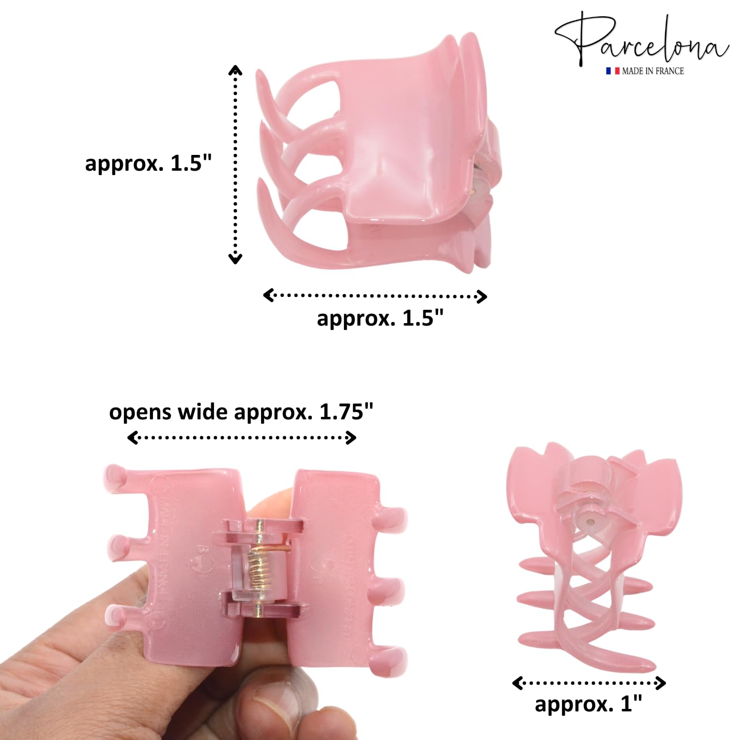 Parcelona French Glossy Square Small Blush Pink-Blue Cellulose Hair Claws(2Pcs)