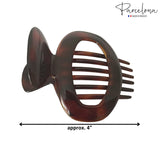 Parcelona French Duck Beak Oval Shell Celluloid Large Hair Claw for Women