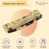 French Amie Rectangular White Tokyo Celluloid Handmade Automatic Hair Barrette