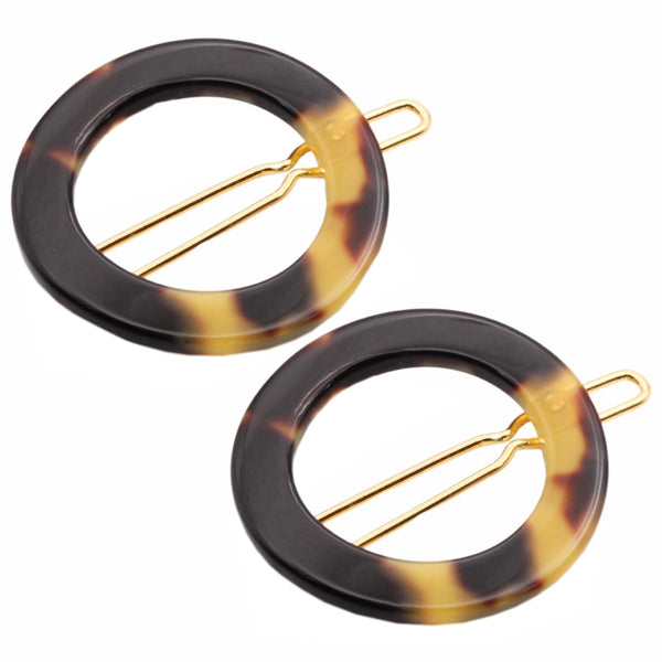 French Amie Mini Circle 1 ¼” Hair Clip - Snap Tige Boule Women Barrette Set Of 2
