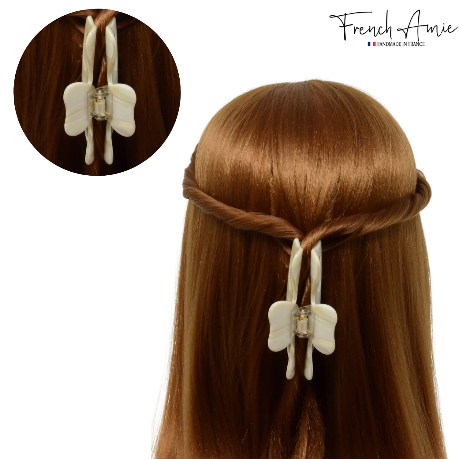 French Amie Large Butterfly 3.5" Handmade Cellulose Acetate Hair Claw for Women