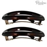 Parcelona French Oval Barrette Set of 2 Tortoise Shell O Ring Non Slip Hair Clip