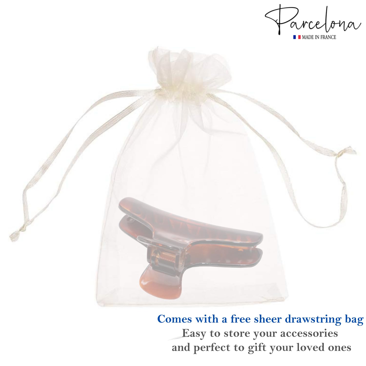 Parcelona French Flat Salon Style Medium 3 1/4" Cellulose Hair Claw for Women
