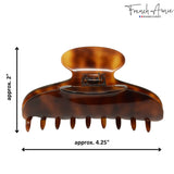 French Amie Thin Oval Large 4 1/4” Handmade Celluloid Jaw Hair Claw for Women
