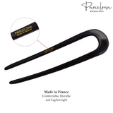 Parcelona French U Shaped Prong Black Large Set of 2 No Metal Chignon Hair Pins
