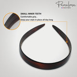 Parcelona French Wide Shell and Black Celluloid Hair Headbands for Women(2 Pcs)