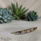 French Amie Narrow Oblong Small Hair Clip - Tige Boule Women Barrette Set Of 2