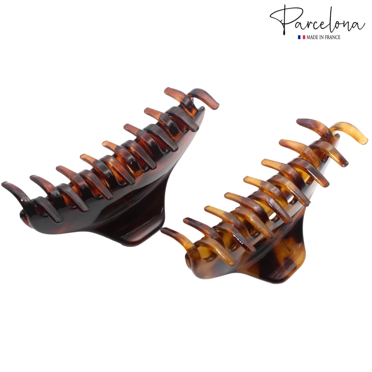 Parcelona French Boss Thin and Narrow Cellulose Hair Claws for Women (2 Pcs)