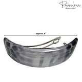 Parcelona French Curved Silver Grey Black Hand Painted Celluloid Hair Barrette