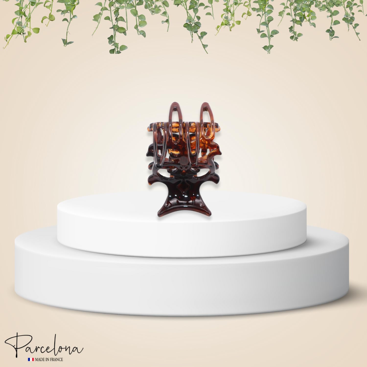 Parcelona French Intricate Four Teeth Small Tortoise Shell Cellulose Hair Claw