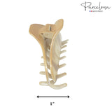 Parcelona France Medium Ivory Beige Narrow Thin Jaw Hair Claw Clip
