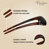 Parcelona French Long Duo Large Celluloid Chignon Hair Bun Pins for Women(2 Pcs)