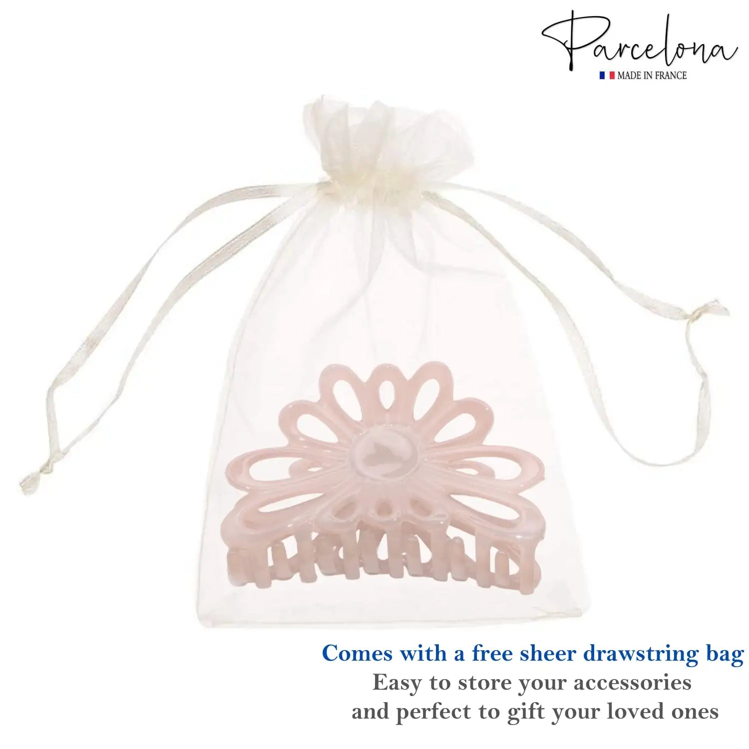 Parcelona French Plume Medium 3" Cellulose Acetate Hair Claw for Women and Girls