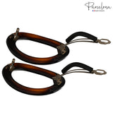 Parcelona French Oval Barrette Set of 2 Tortoise Shell O Ring Non Slip Hair Clip