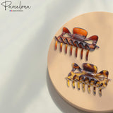 Parcelona French Classic 3" Medium Celluloid Hair Claws for Women & Girls (2Pcs)