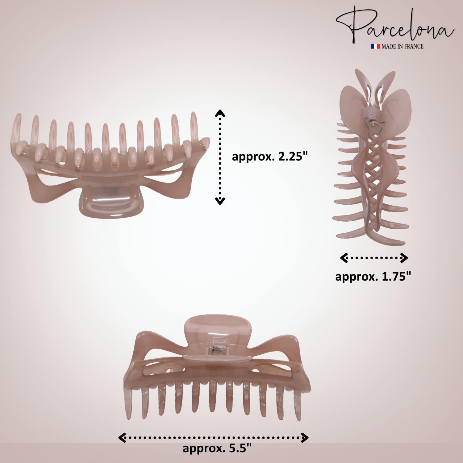 Parcelona French Classic Jumbo Large 5 1/2" Cellulose Hair Claw Clip for Women