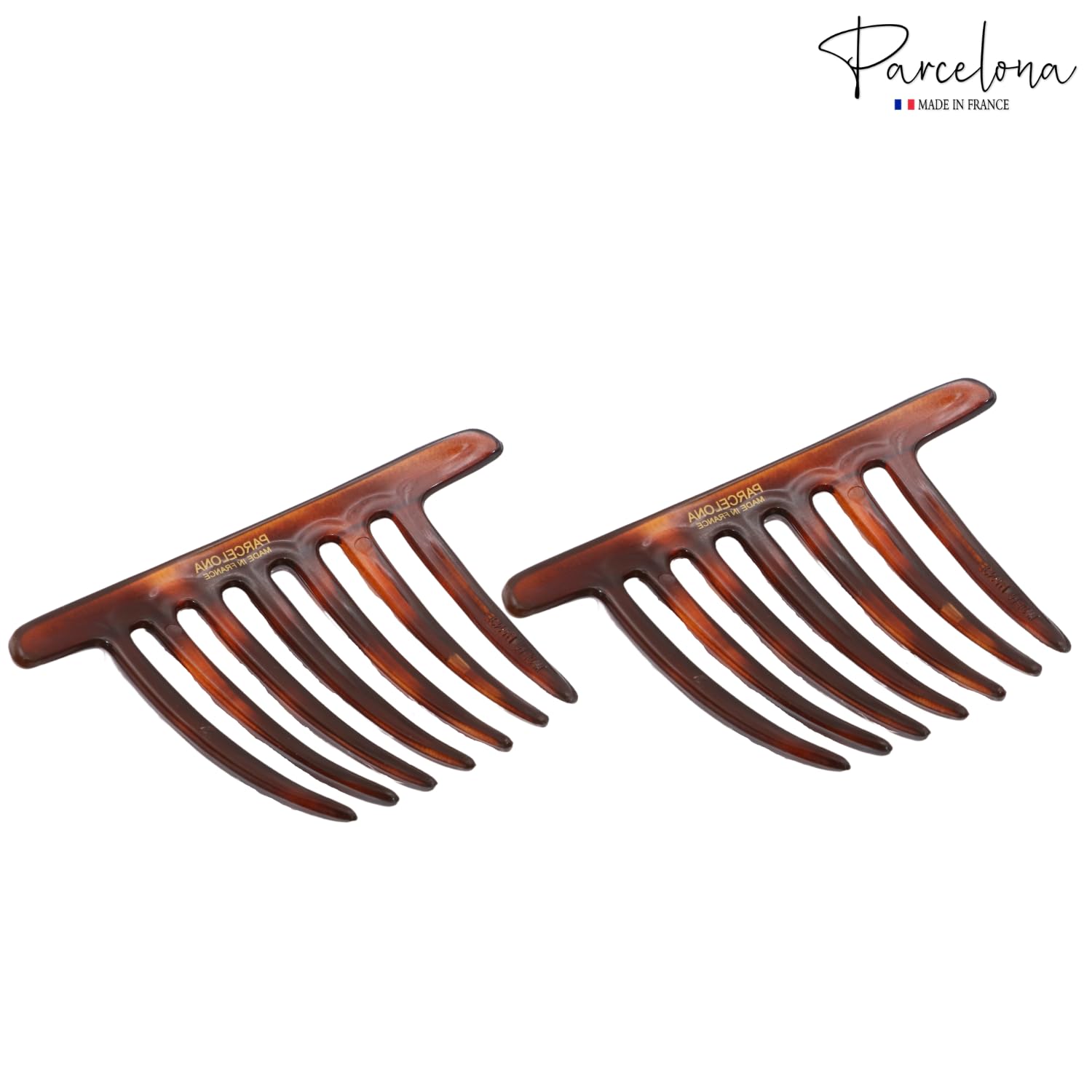 Parcelona French Twist 7 Teeth Large Cellulose Side Hair Combs for Women(2 Pcs)