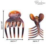 Parcelona French Basic Curved Paw Medium Celluloid Yoga Hair Claw for Women