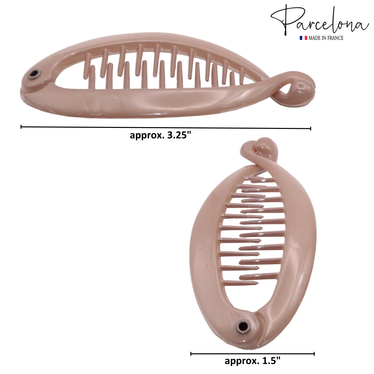 Parcelona French Effortless Mini Small Cellulose Banana Hair Clips(2 Pcs)