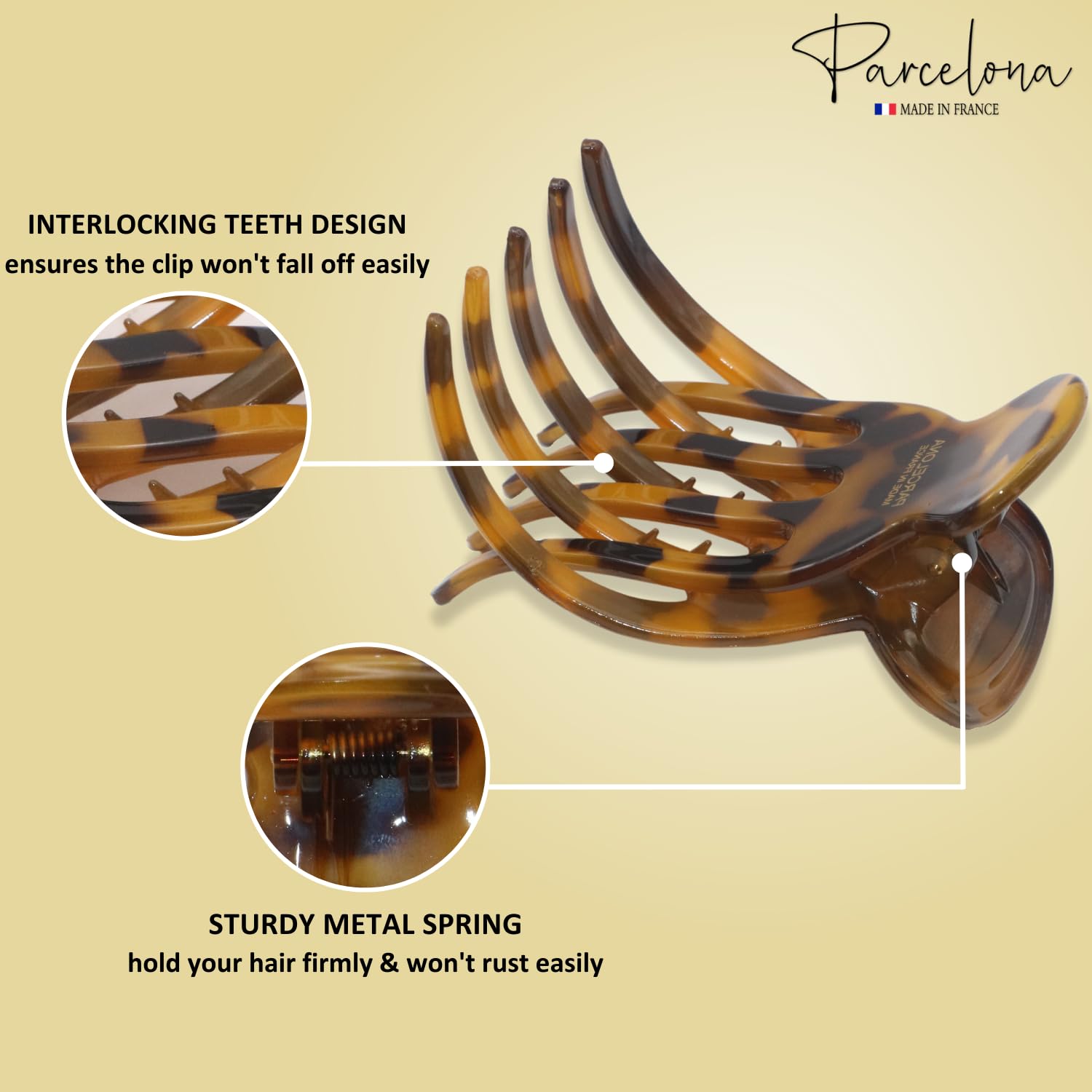 Parcelona French Basic Curved Paw Medium Cellulose Yoga Hair Claw for Women