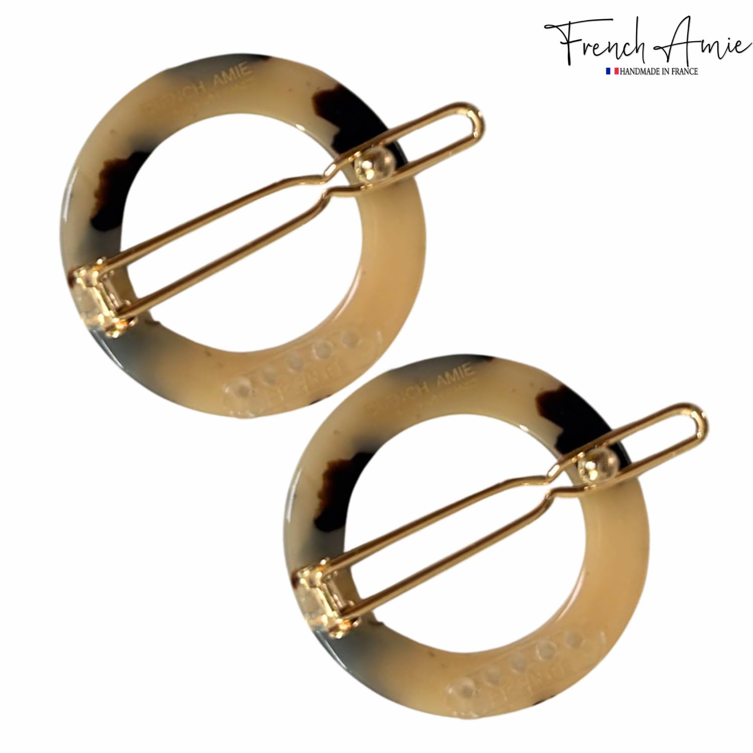 French Amie Mini Circle 1 ¼” Hair Clip - Snap Tige Boule Women Barrette Set Of 2