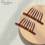 Parcelona French Twist 7 Teeth Large Celluloid Side Hair Combs for Women(2 Pcs)