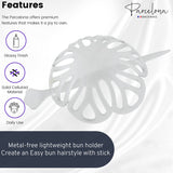 Parcelona French Radial 3.5" Celluloid Chignon Hair Slide Pin Thru Bun Cover