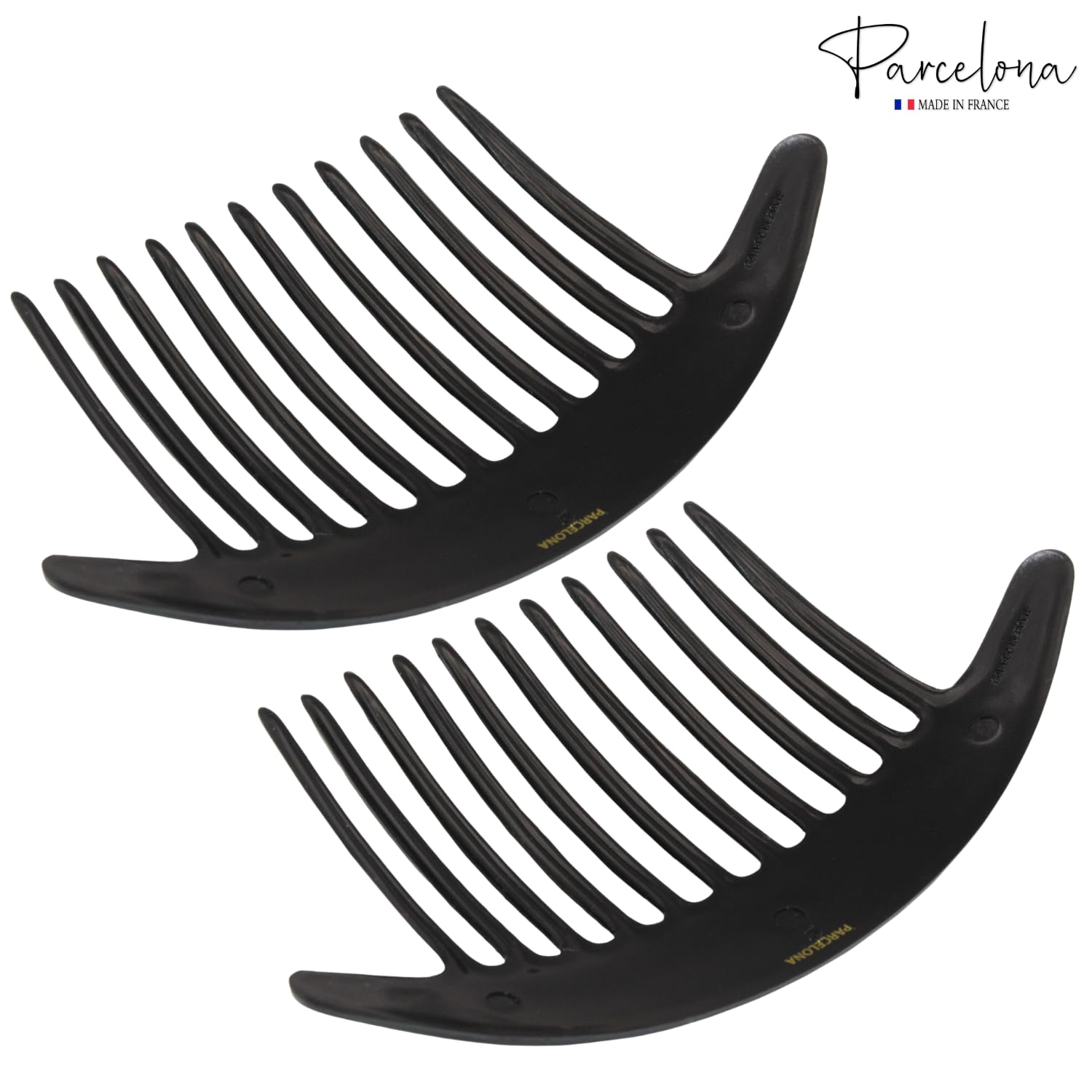 Parcelona French Tapered Edge 11 Teeth Side Hair Combs for Women & Girls (2Pcs)