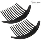Parcelona French Tapered Edge 11 Teeth Side Hair Combs for Women & Girls (2Pcs)