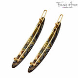 French Amie Narrow Oblong Small Hair Clip - Tige Boule Women Barrette Set Of 2