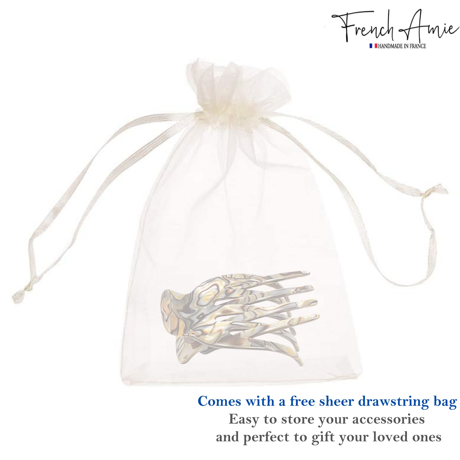 French Amie Bear Paw Small 2 ¾” Cellulose Handmade Yoga Jaw Hair Claw for Women