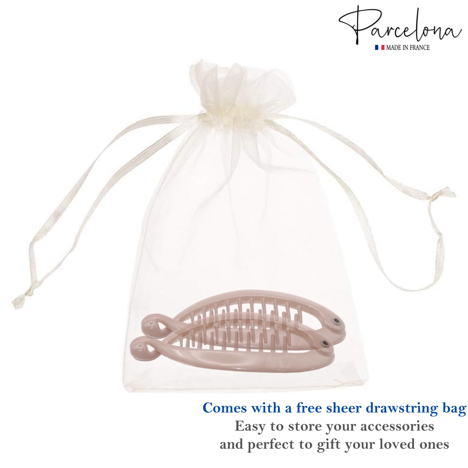 Parcelona French Effortless Mini Small Cellulose Banana Hair Clips(2 Pcs)