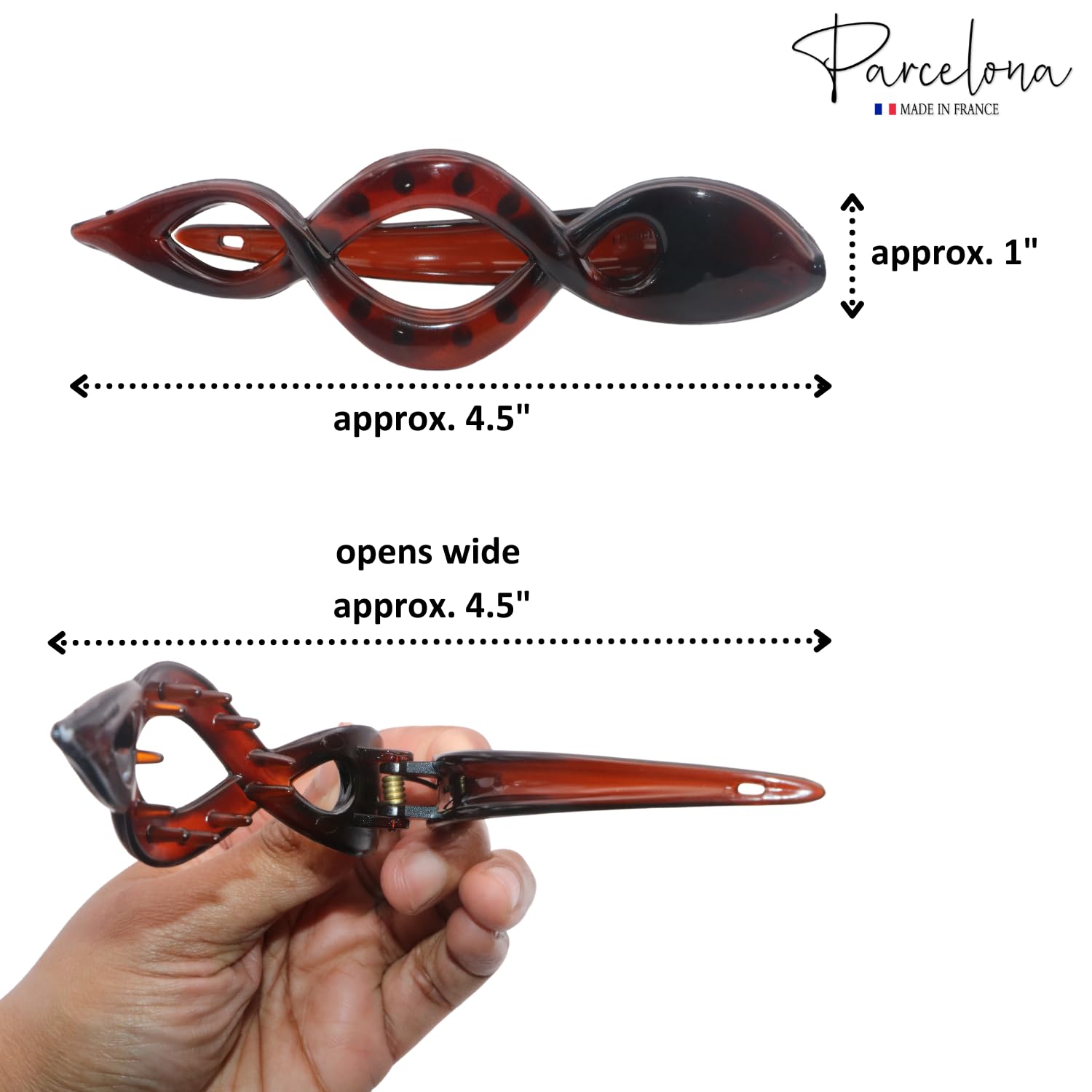 Parcelona French Twist Style 4 1/2" Large Cellulose Hair Side Slider Claw Clip