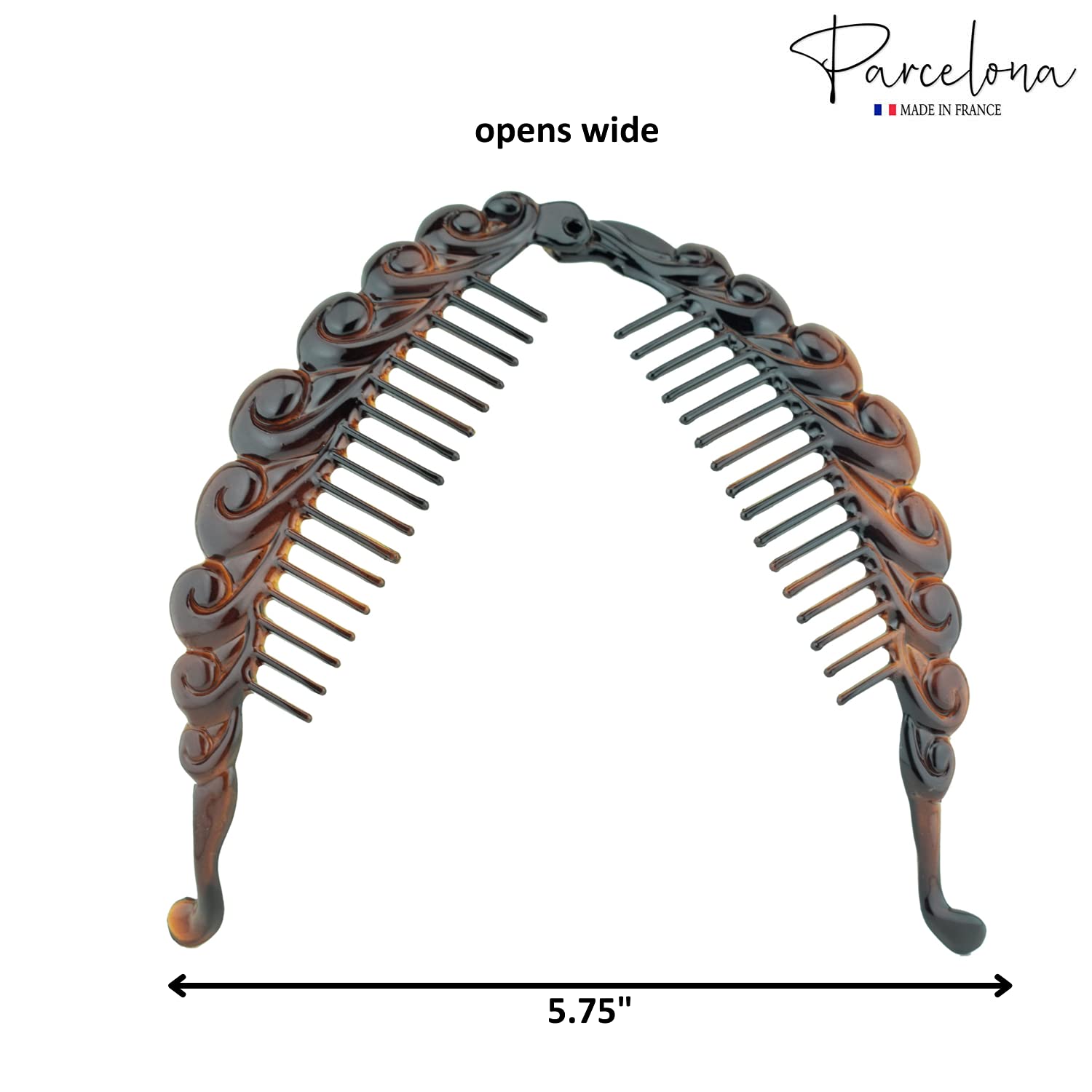 Parcelona French Swirl Fish Large 6" Cellulose Banana Hair Clip for Women