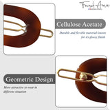 French Amie Mini Oval 2” Celluloid Handmade Snap Tige Boule Hair Clips