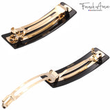 French Amie Medium Fine Wide Rectangular Handmade Hair Barrette for Women