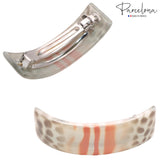 Parcelona French Elite Peach Cream Hand Painted Large Hair Barrette for Women