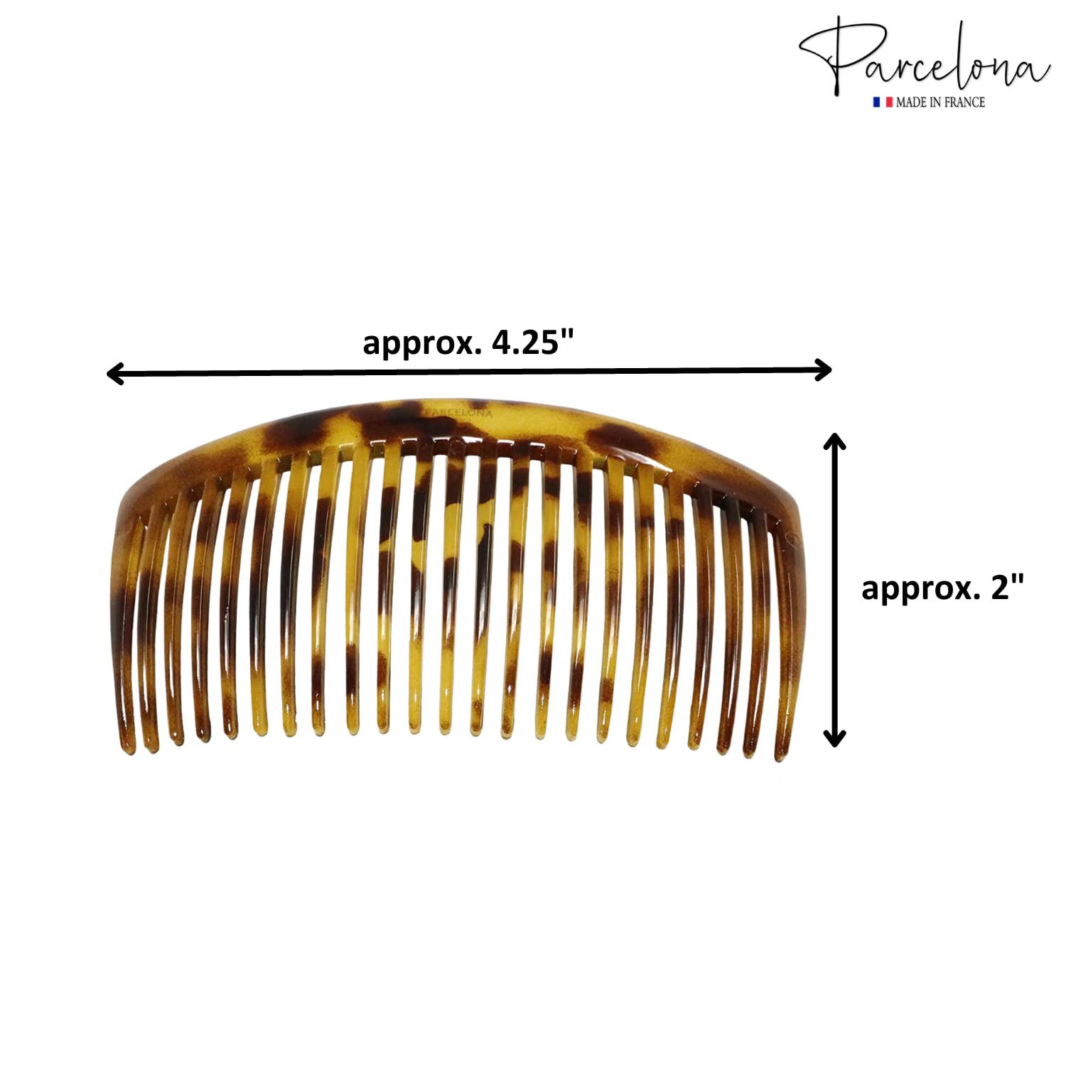 Parcelona French Glossy Large Cellulose Updo 23 Teeth Hair Side Combs(2 Pcs)